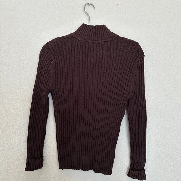 Caslon Brown Ribbed Zip Sweater - Picture 3 of 3